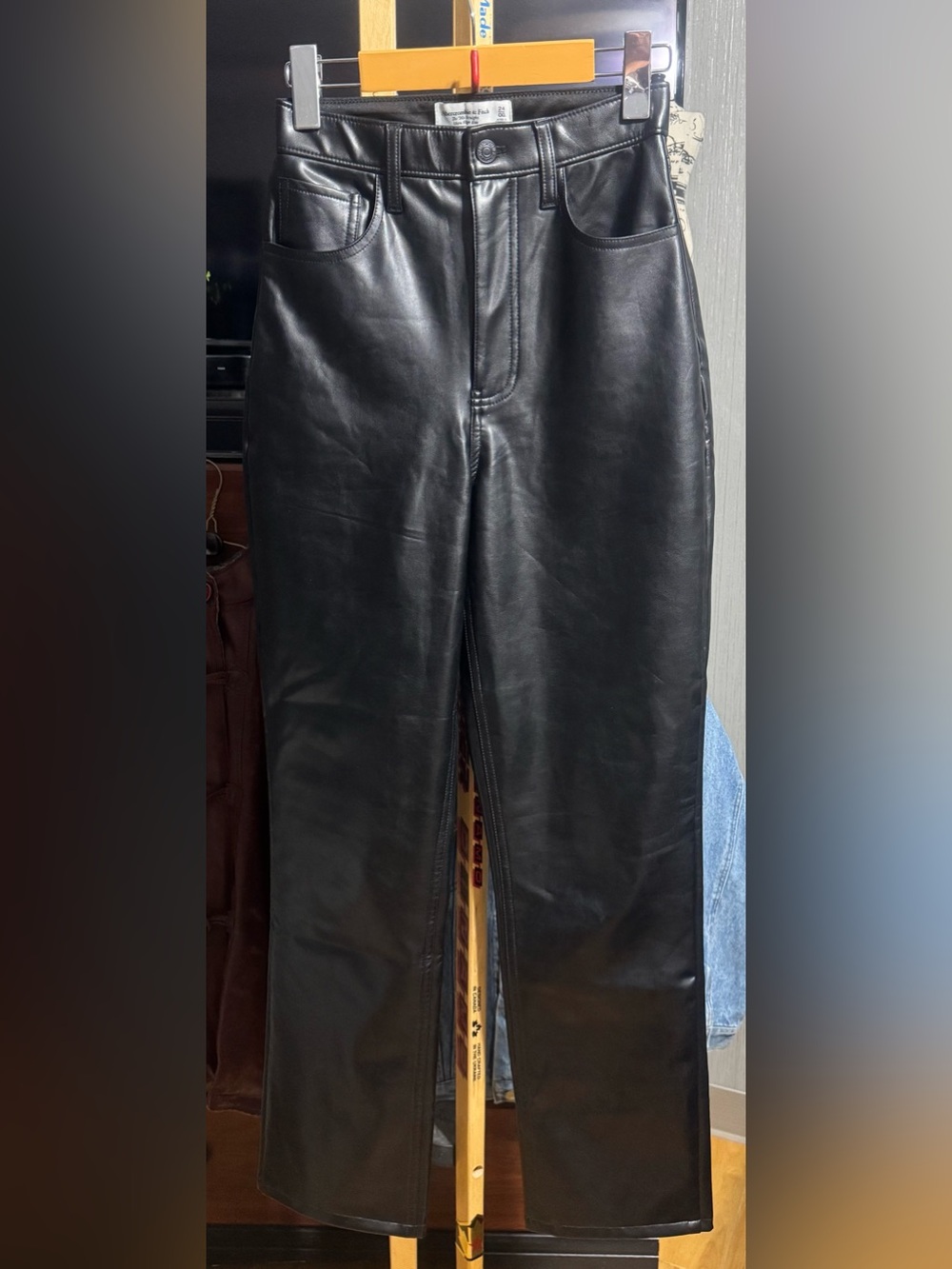 Abercrombie & Fitch Curve Love '90s Straight Ultra High Rise Faux Leather Pants